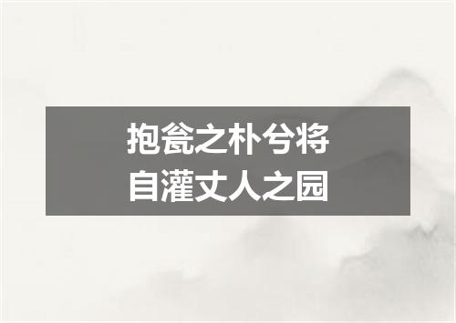 抱瓮之朴兮将自灌丈人之园