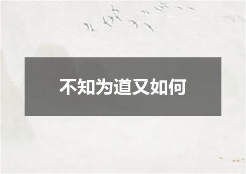 不知为道又如何