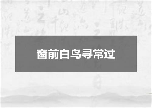 窗前白鸟寻常过