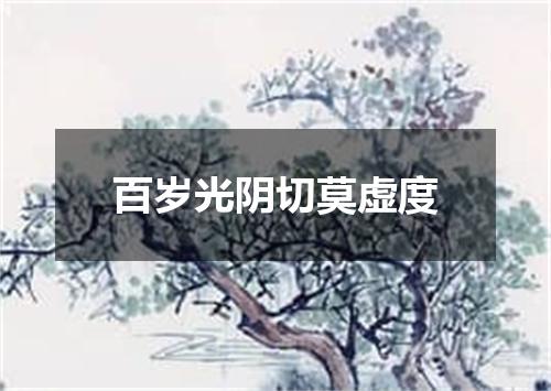 百岁光阴切莫虚度