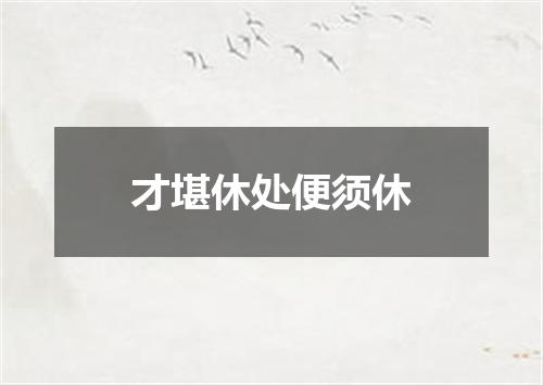 才堪休处便须休