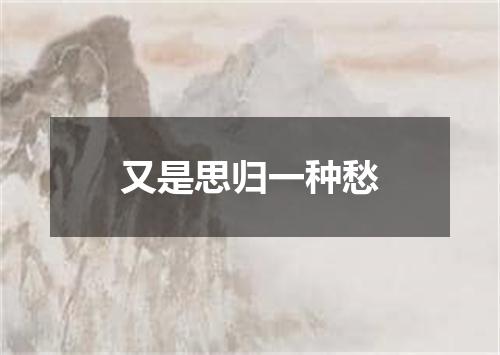 又是思归一种愁