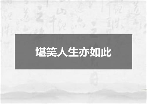 堪笑人生亦如此