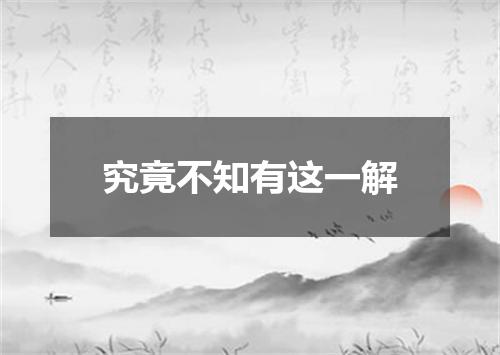 究竟不知有这一解