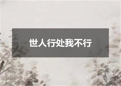 世人行处我不行