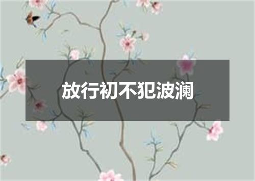 放行初不犯波澜