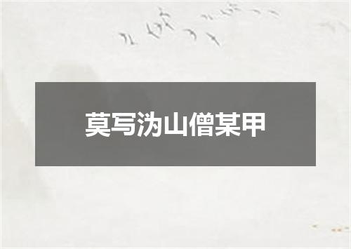 莫写沩山僧某甲