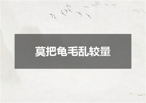 莫把龟毛乱较量