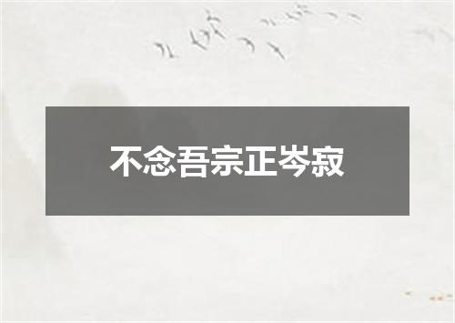 不念吾宗正岑寂
