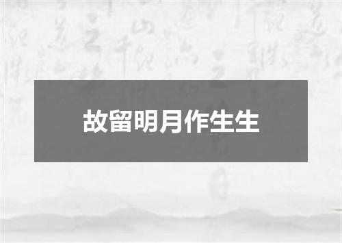 故留明月作生生