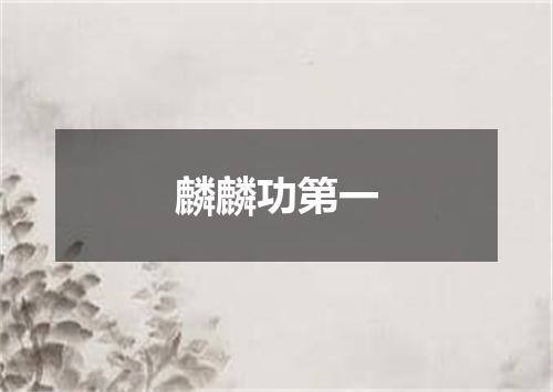 麟麟功第一