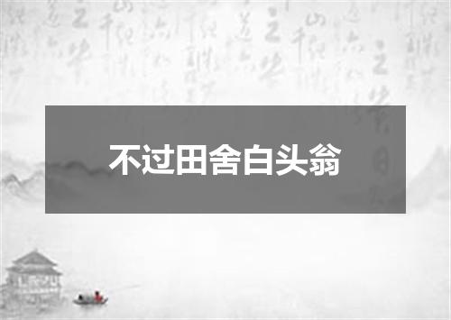 不过田舍白头翁