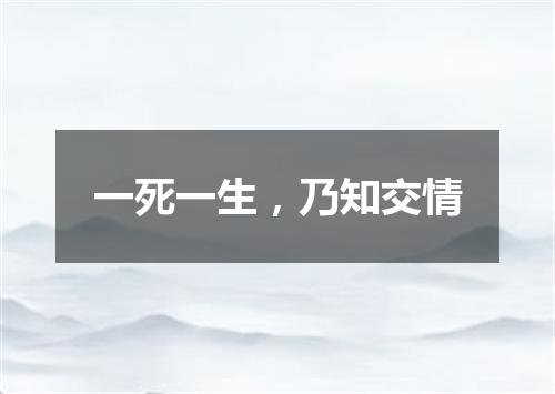 一死一生，乃知交情
