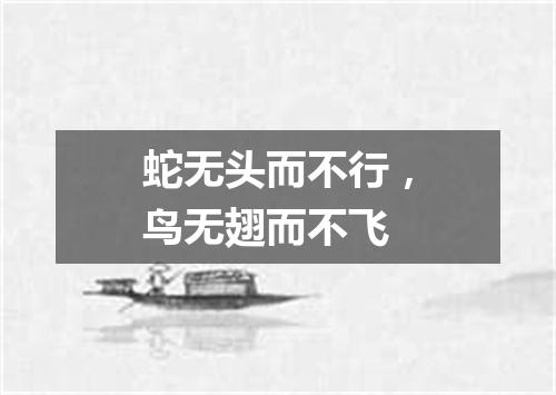 蛇无头而不行，鸟无翅而不飞
