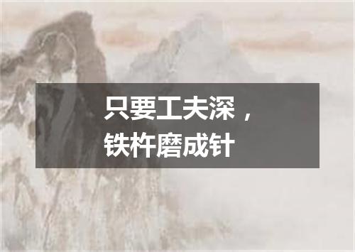 只要工夫深，铁杵磨成针