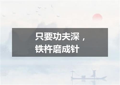 只要功夫深，铁杵磨成针