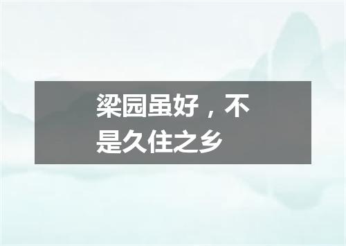 梁园虽好，不是久住之乡