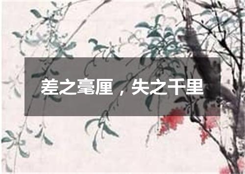 差之毫厘，失之千里