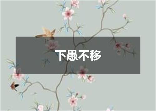下愚不移