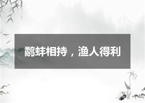 鹬蚌相持，渔人得利