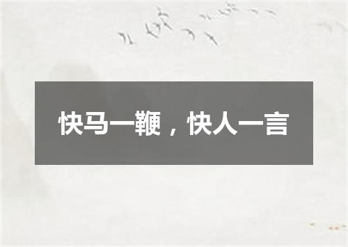 快马一鞭，快人一言