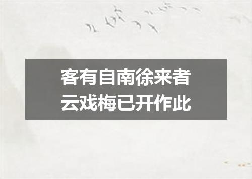 客有自南徐来者云戏梅已开作此