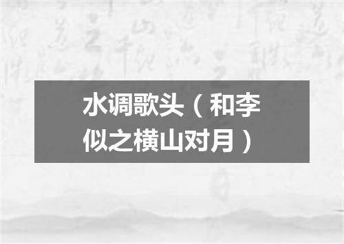水调歌头（和李似之横山对月）