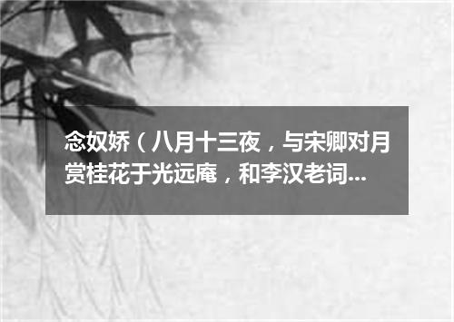 念奴娇（八月十三夜，与宋卿对月赏桂花于光远庵，和李汉老词）
