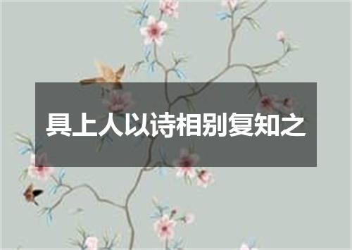 具上人以诗相别复知之