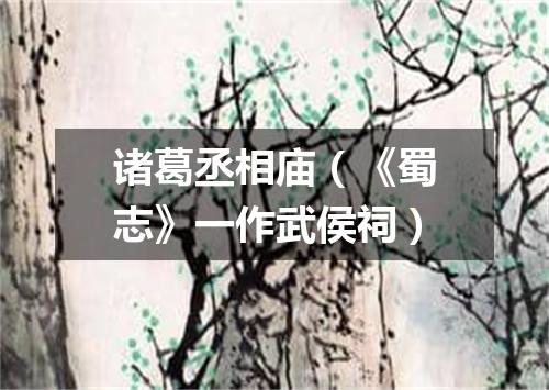 诸葛丞相庙（《蜀志》一作武侯祠）