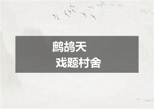 鹧鸪天    戏题村舍