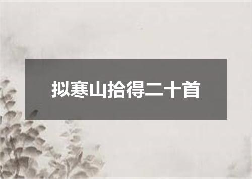 拟寒山拾得二十首