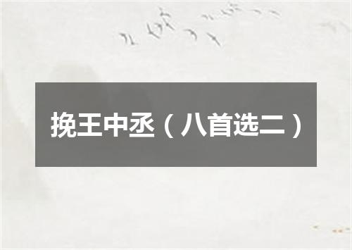挽王中丞（八首选二）