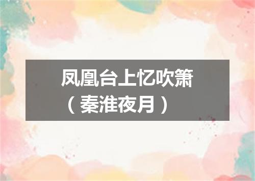 凤凰台上忆吹箫（秦淮夜月）
