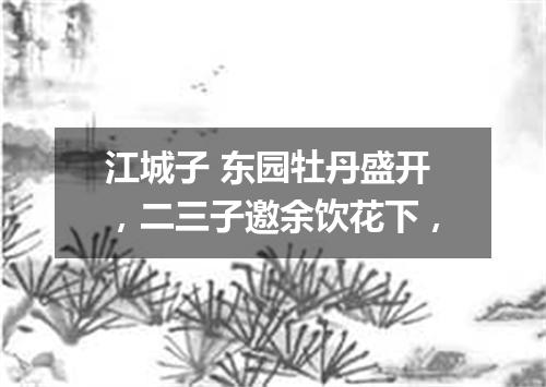 江城子 东园牡丹盛开，二三子邀余饮花下，
