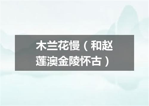 木兰花慢（和赵莲澳金陵怀古）