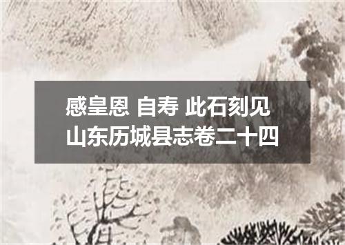感皇恩 自寿 此石刻见山东历城县志卷二十四