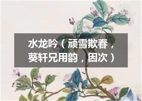 水龙吟（顽雪欺春，葵轩兄用韵，因次）