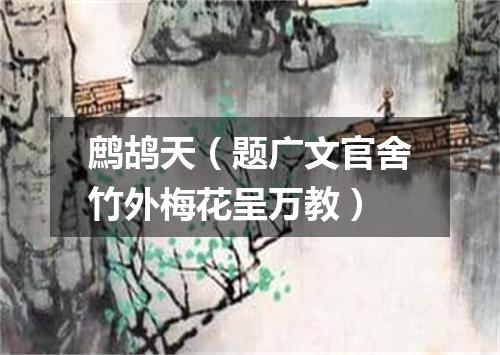鹧鸪天（题广文官舍竹外梅花呈万教）