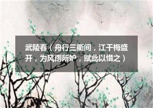 武陵春（舟行三衢间，江干梅盛开，为风雨所妒，赋此以惜之）