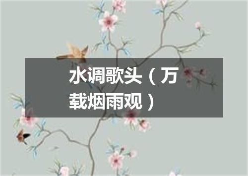 水调歌头（万载烟雨观）