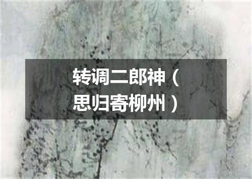 转调二郎神（思归寄柳州）