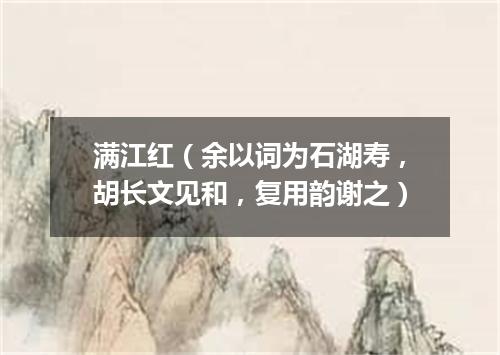 满江红（余以词为石湖寿，胡长文见和，复用韵谢之）