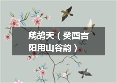 鹧鸪天（癸酉吉阳用山谷韵）