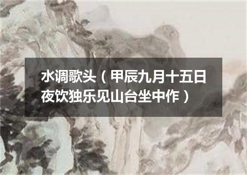 水调歌头（甲辰九月十五日夜饮独乐见山台坐中作）
