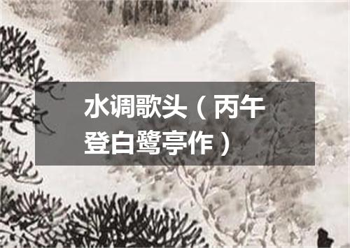 水调歌头（丙午登白鹭亭作）