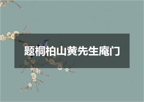 题桐柏山黄先生庵门