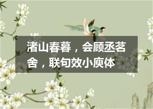 渚山春暮，会顾丞茗舍，联句效小庾体