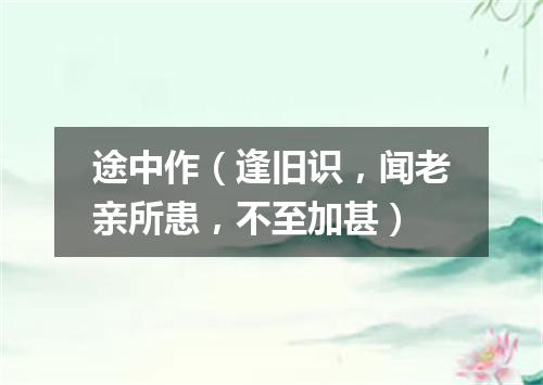 途中作（逢旧识，闻老亲所患，不至加甚）