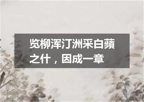 览柳浑汀洲采白蘋之什，因成一章